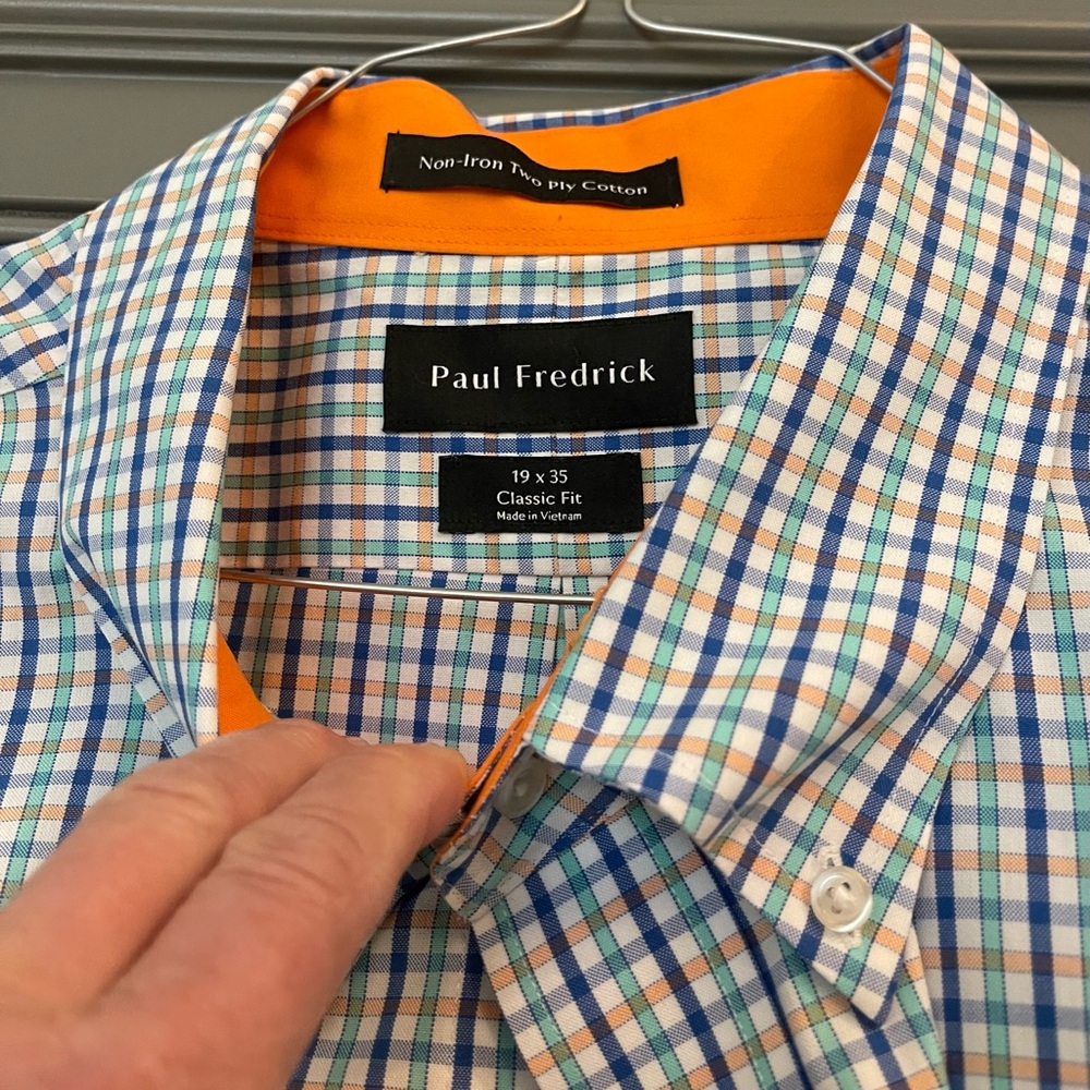 Paul Fredrick Men's Blue Checkered Shirt